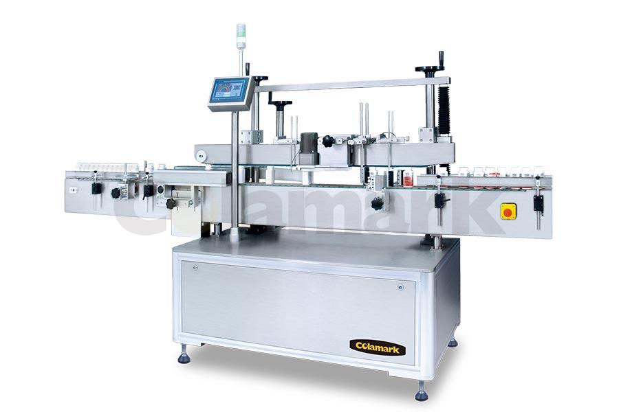 Front Side Labeling System with Re-orientation for Square-wrapping